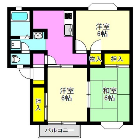 グランドール中居　Ｂ棟の物件間取画像